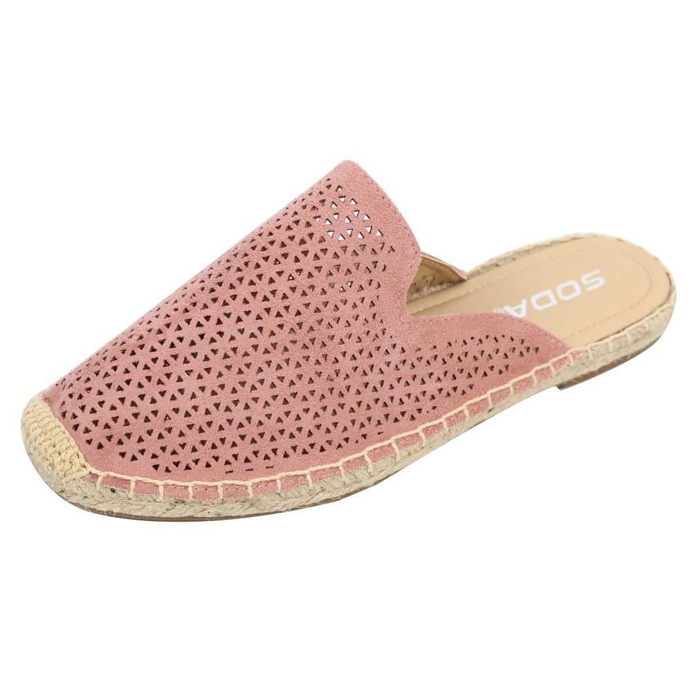 NEW Mauve Vegan Suede Espadrille Loafer Mule - Picture 3 of 6